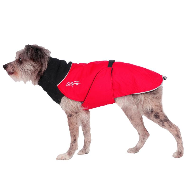 Chilly Dogs Great White North dog winter coat in deep snow