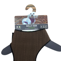 Thumbnail for Belly Bibs in brown with a patterned design, displayed on a hanger featuring a small dog wearing the product.
