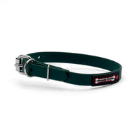 Thumbnail for Jaguar biothane dog collar with a silver metal buckle and a black Smoochy Poochy label.