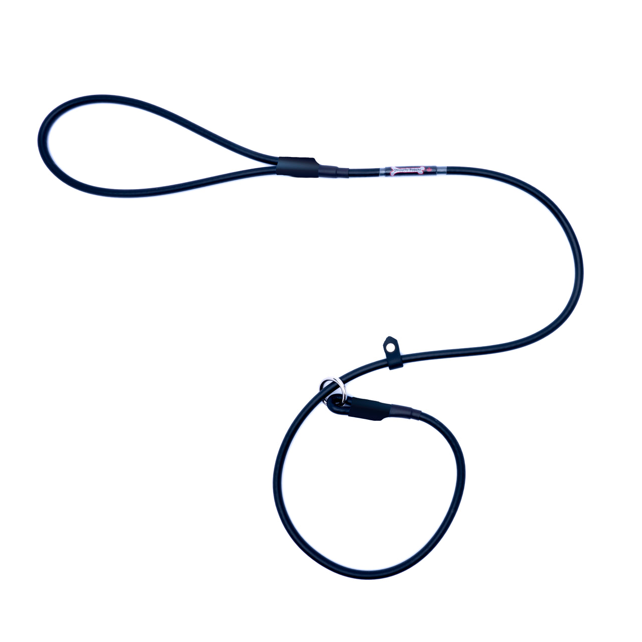 Black & Black Biothane slip lead dog leash with black accent tips and metal O-ring