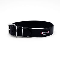 Thumbnail for Black Smoochy Poochy Poly Buckle Style Biothane dog collar with roller buckle, double keeper loops, and metal D-ring
