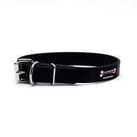 Thumbnail for Black Polyvinyl dog collar with roller buckle and metal D-ring