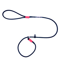 Thumbnail for Black & Pink Biothane slip lead dog leash with Pink accent tips and metal O-ring