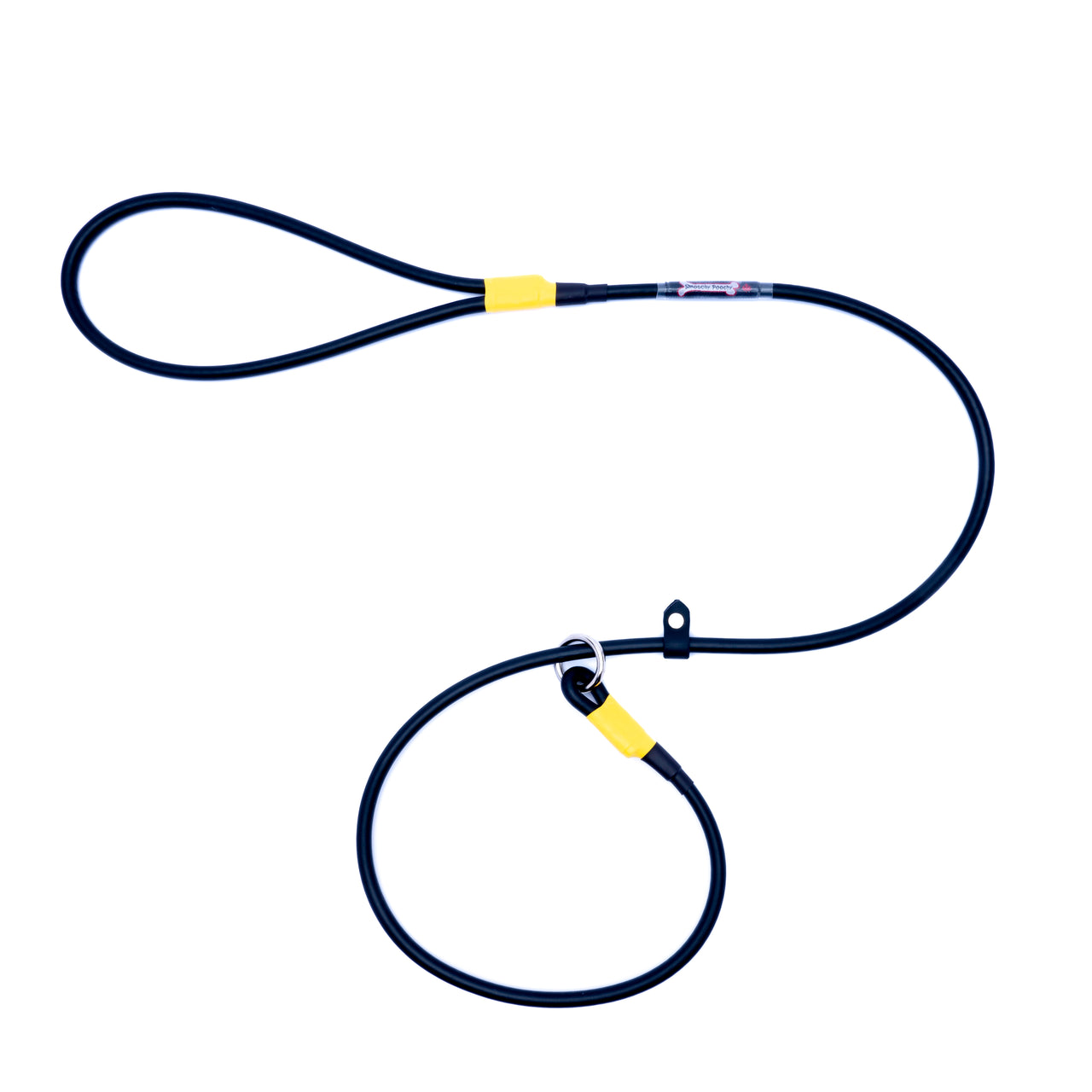 Black & Yellow Biothane slip lead dog leash with Yellow accent tips and metal O-ring
