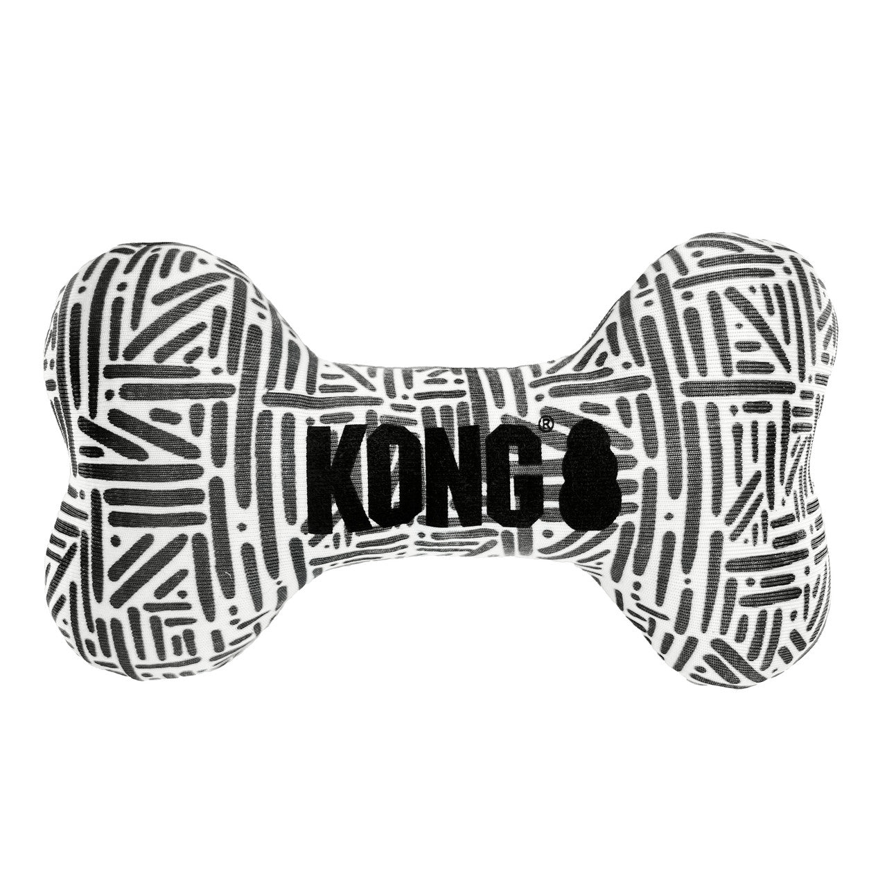 Black & white Kong bone shaped dog toy.