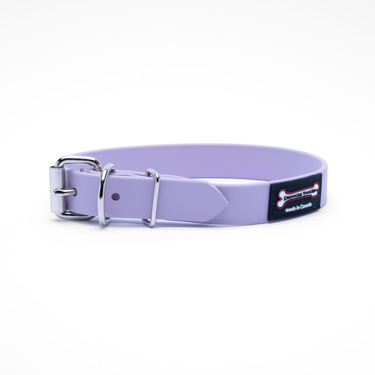 Lavender Polyvinyl dog collar with roller buckle and metal D-ring