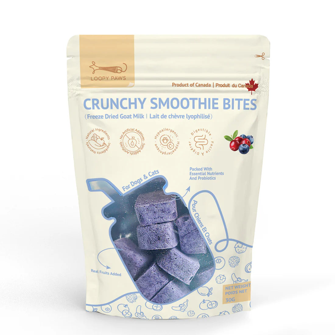 Loopy Paws - Crunchy Smoothie Bites - Mixed Berries