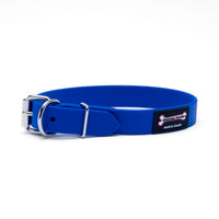 Thumbnail for Ocean Blue Polyvinyl dog collar with roller buckle and metal D-ring