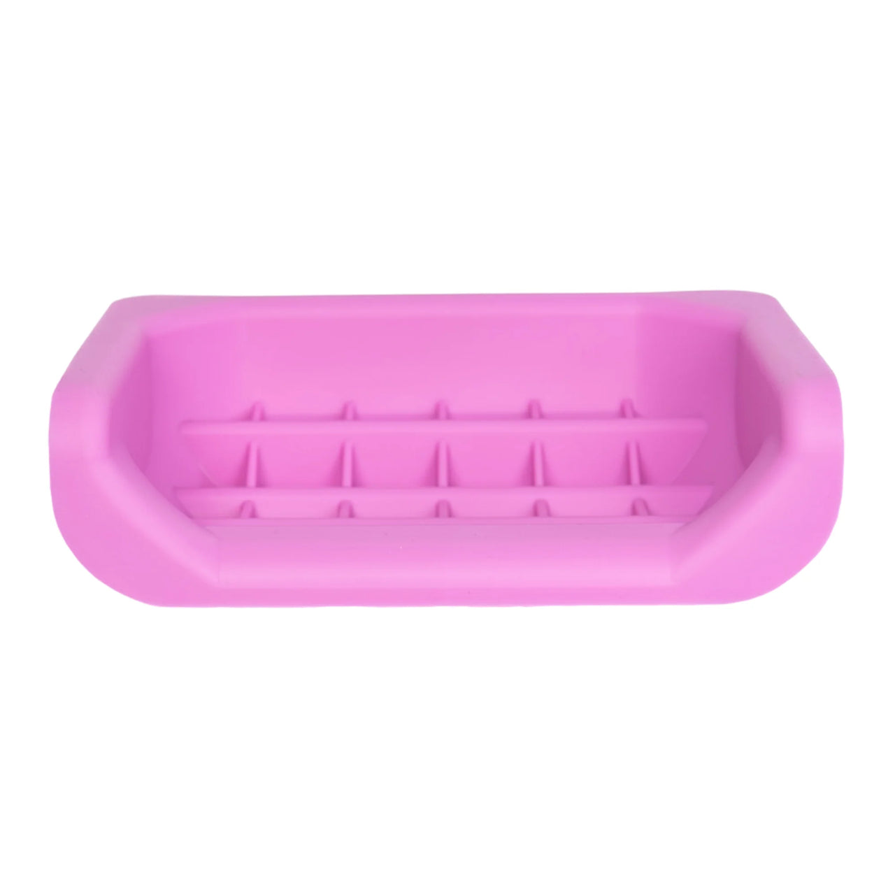 Fluff Trough set in small size, featuring a pink silicone design with multiple compartments for organized storage.
