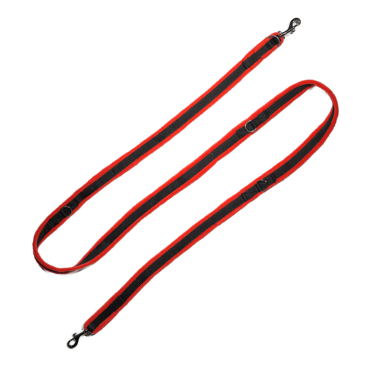 Perfect Fit Harness double ended fleece leash in red