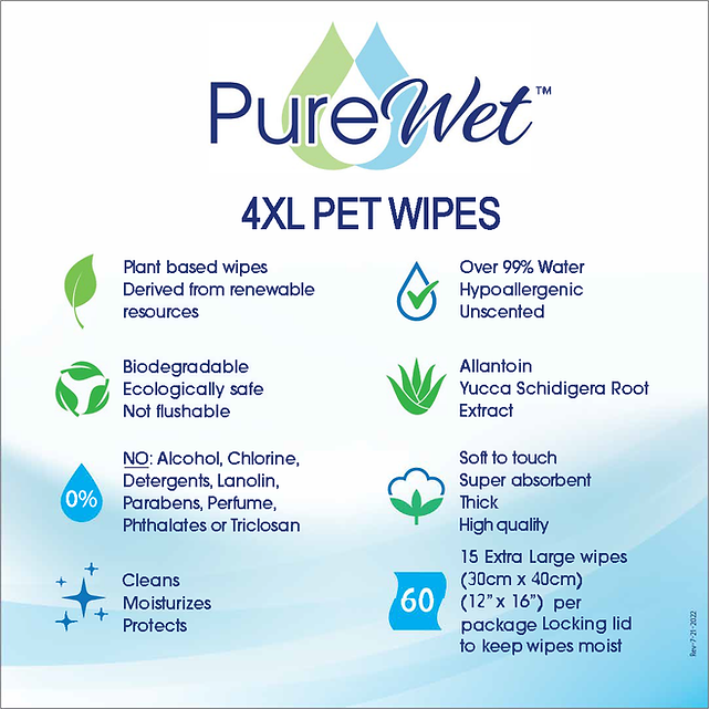 Pure Wet Pet Wipes 4X Larger
