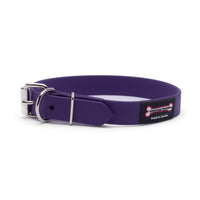 Thumbnail for Purple Polyvinyl dog collar with roller buckle and metal D-ring