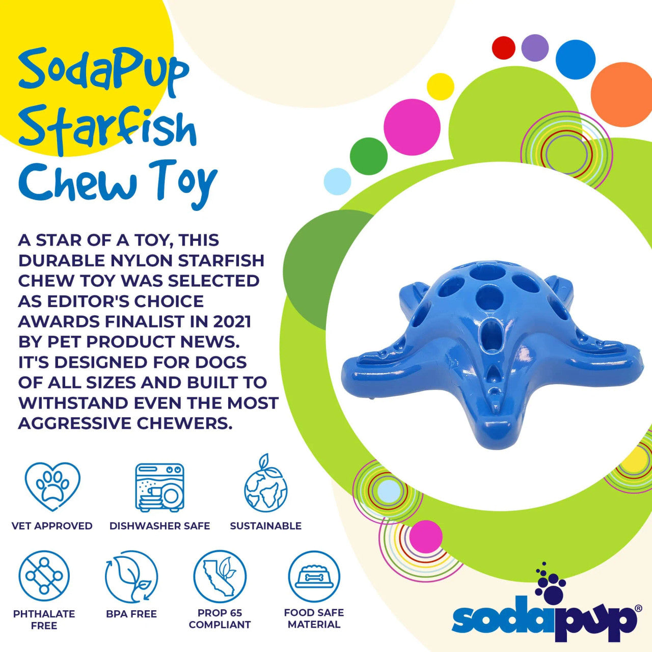 Sodapup durable chew toy starfish for interactive feeding and chewing