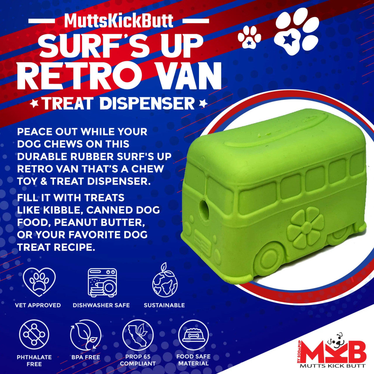 Soda Pup Retro Van Treat Dispensing Toy