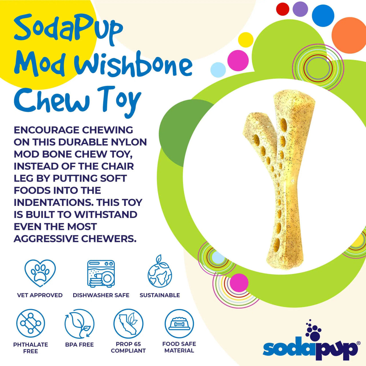 Sodapup Wishbone nylon chew toys for dogs aggressive chewers