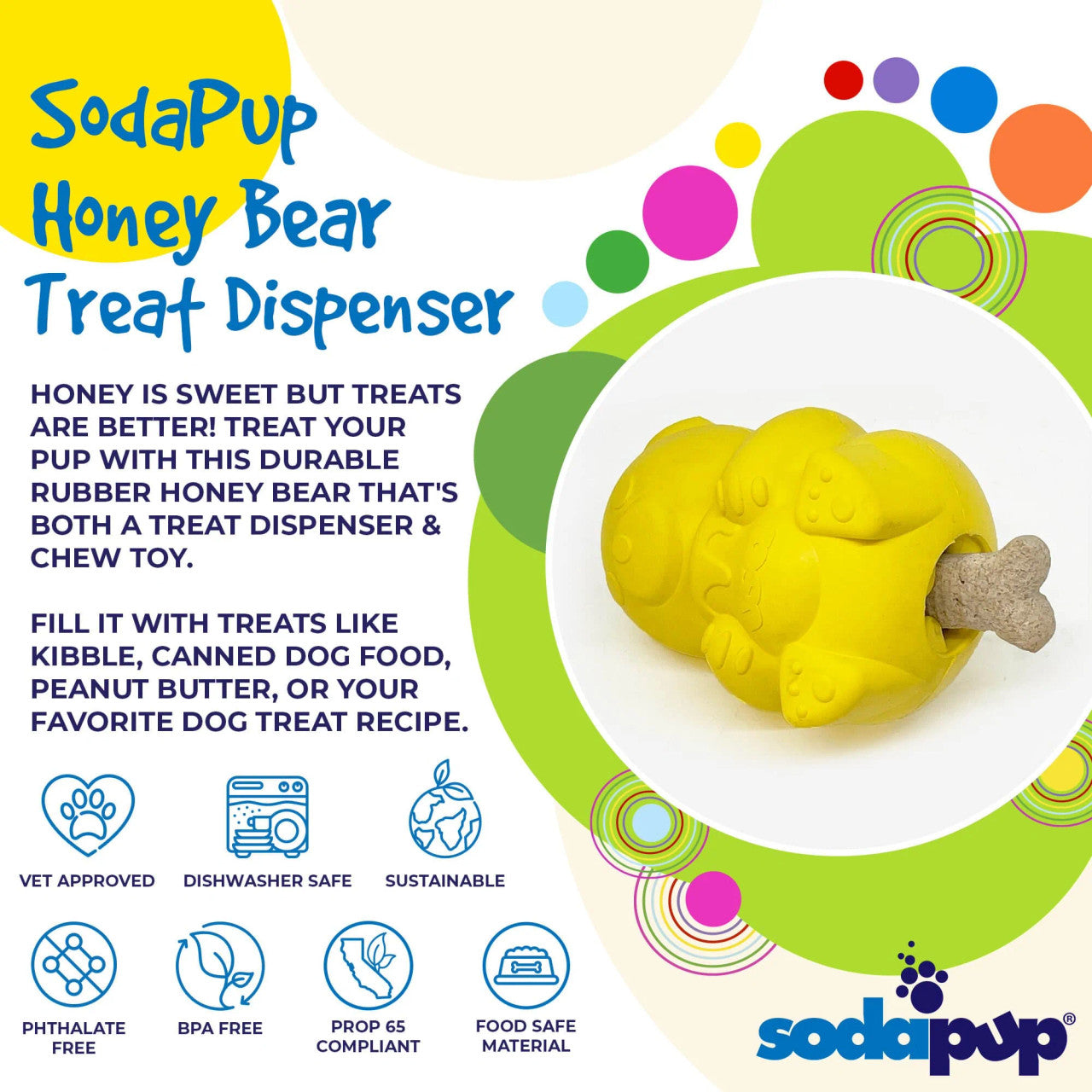 SodaPup Honey Bear Treat Dispensing Toy