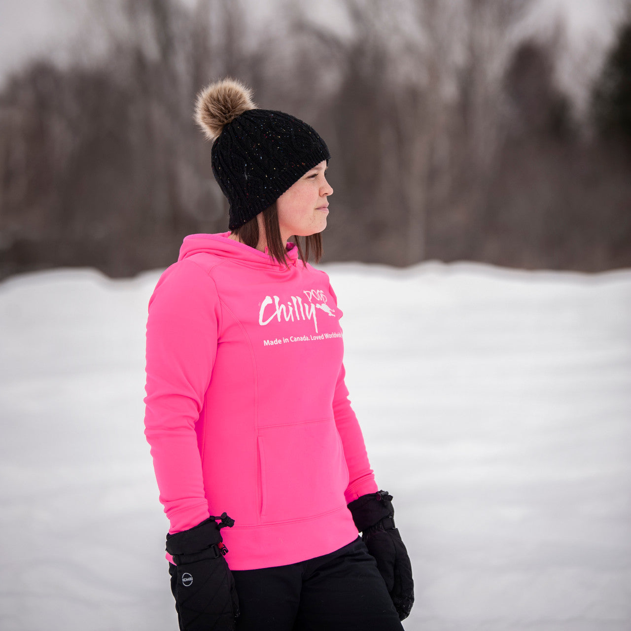 Chilly Dogs women's hoodie in hot pink