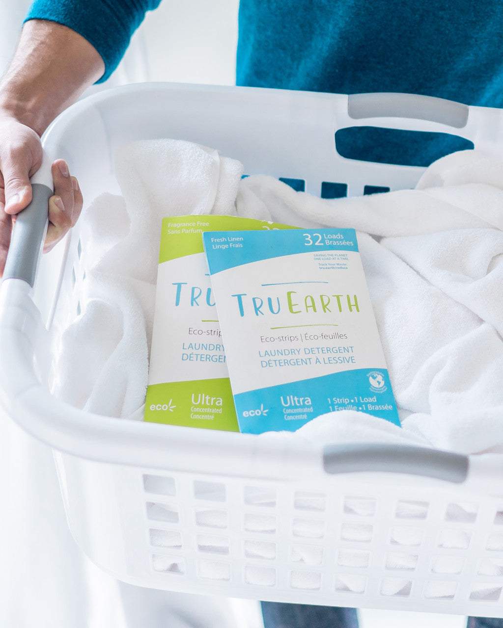 TruEarth Detergent in Laundry basket