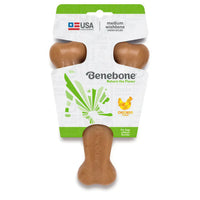 Thumbnail for Benebone Wishbone chew toy in chicken flavor, medium size, with a green and white packaging featuring a bone shape.