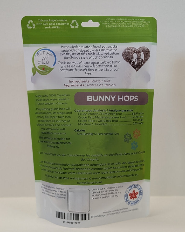 B&T Pets - Bunny Hops (rabbit feet) 100g