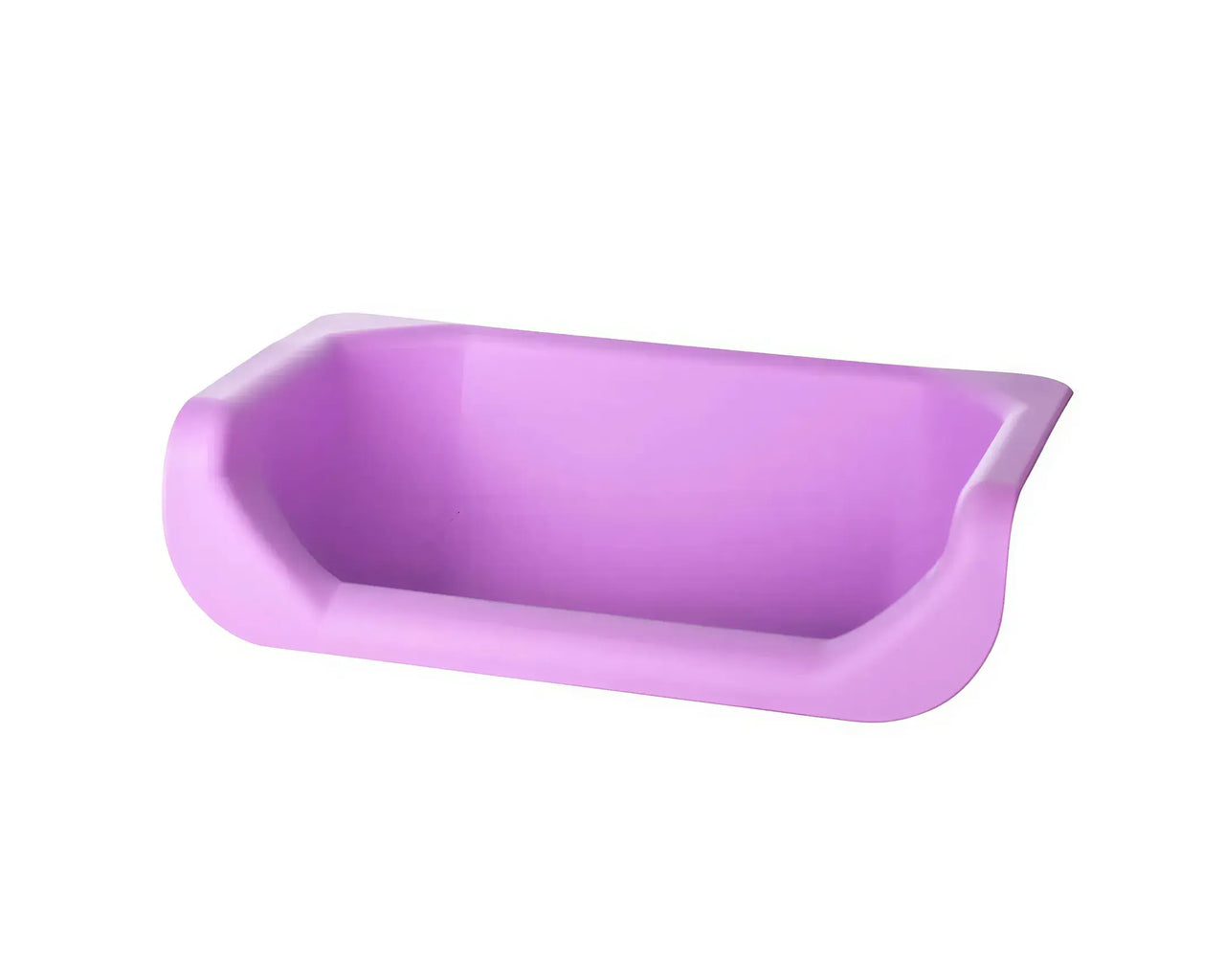 Fluff Trough set in purple, a small raised feeder with a smooth, curved design for easy pet access.