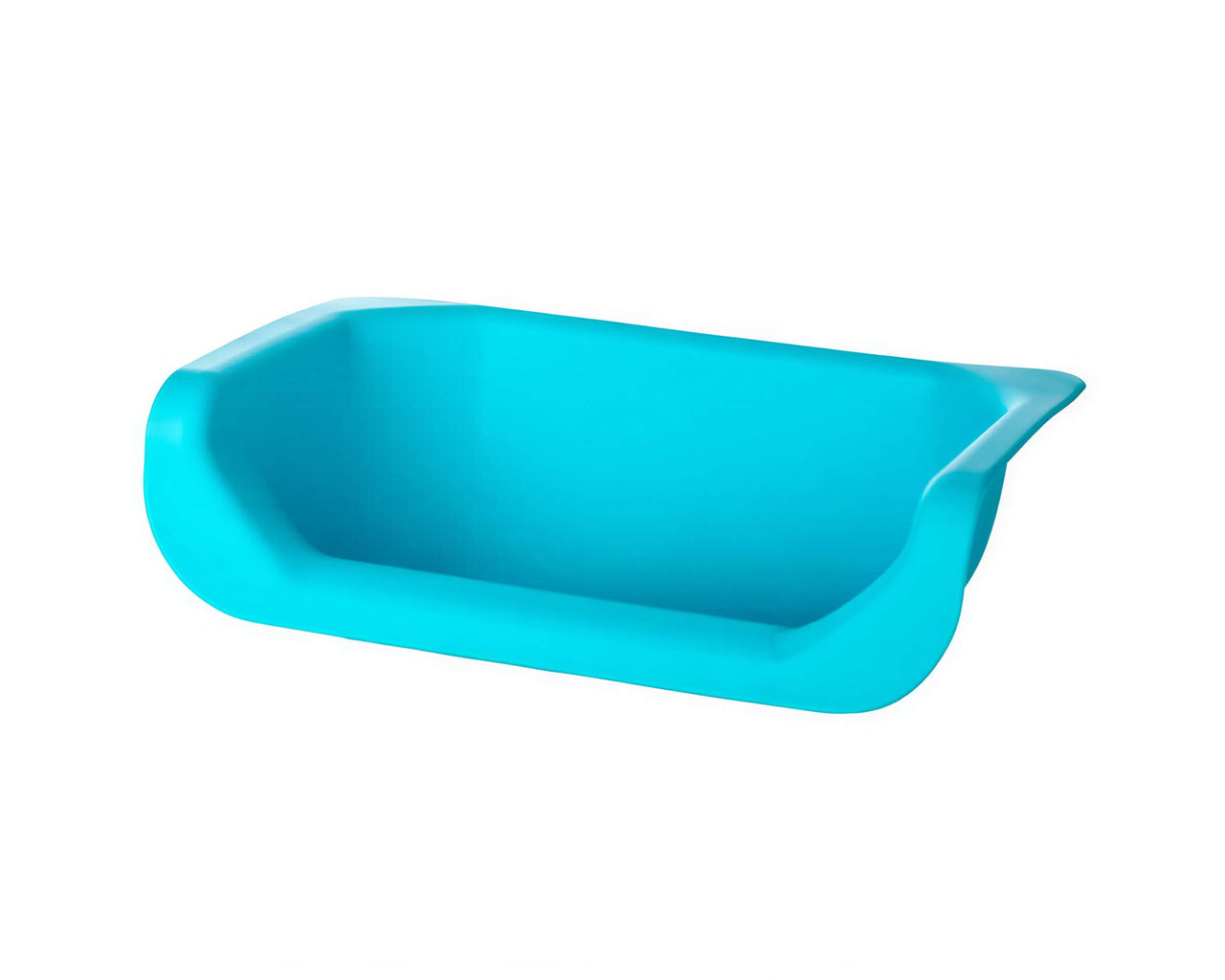 Teal silicone raised feeder bowl with a shallow design, ideal for small pets.