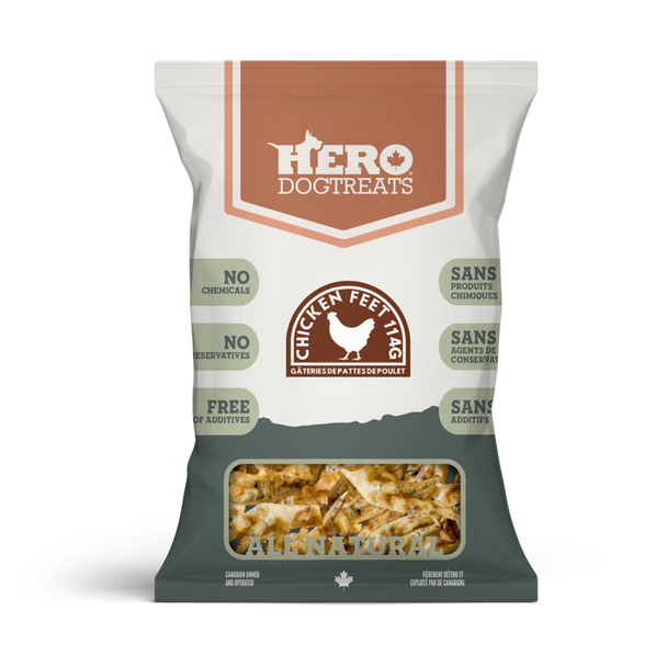 Hero Dehydrated Dog Treats - Chicken Feet 114g