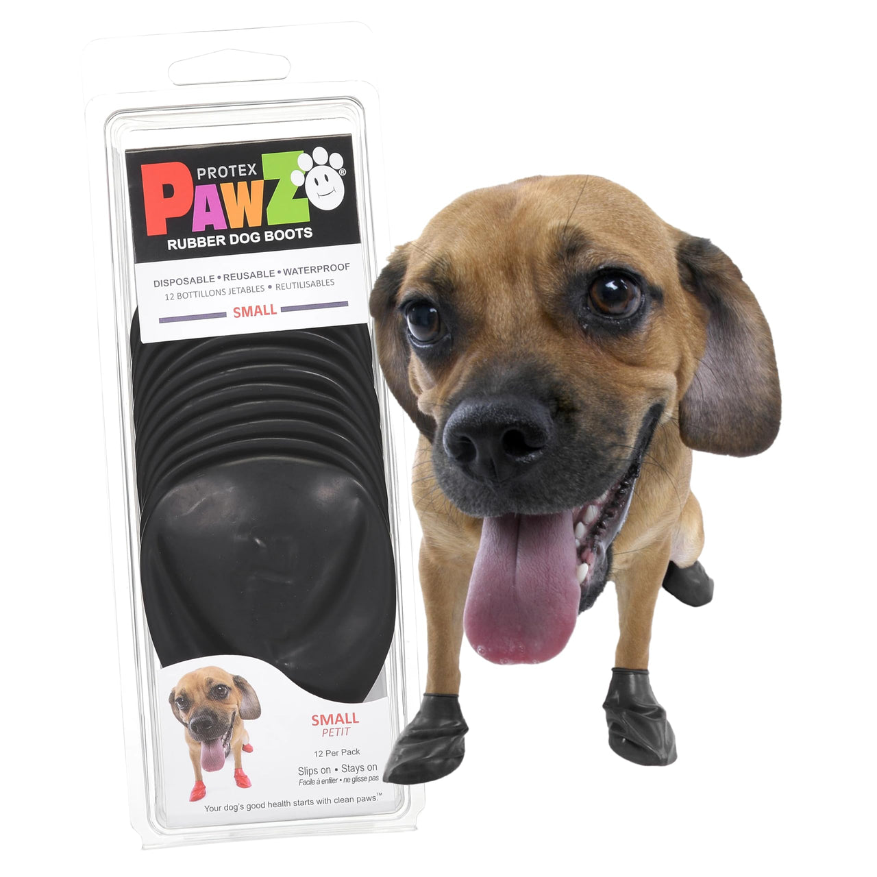 PawZ - Black Rubber Dog Boots (12pk)