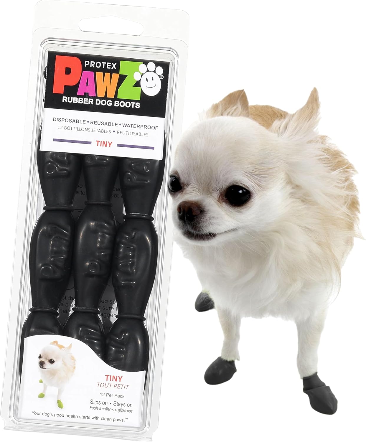 PawZ - Black Rubber Dog Boots (12pk)