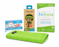 Thumbnail for Spring Clean-Up Bundle featuring laundry detergent strips, eco-friendly wipes, and a microfiber cloth in vibrant green.