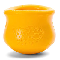 Thumbnail for West Paw Toppl in bright yellow, featuring a paw print logo, designed for interactive pet play and treat dispensing.